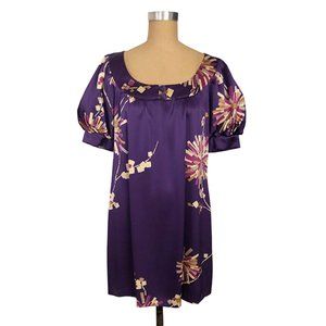 Trina Turk Purple Burst Silk Relaxed Tent Dress